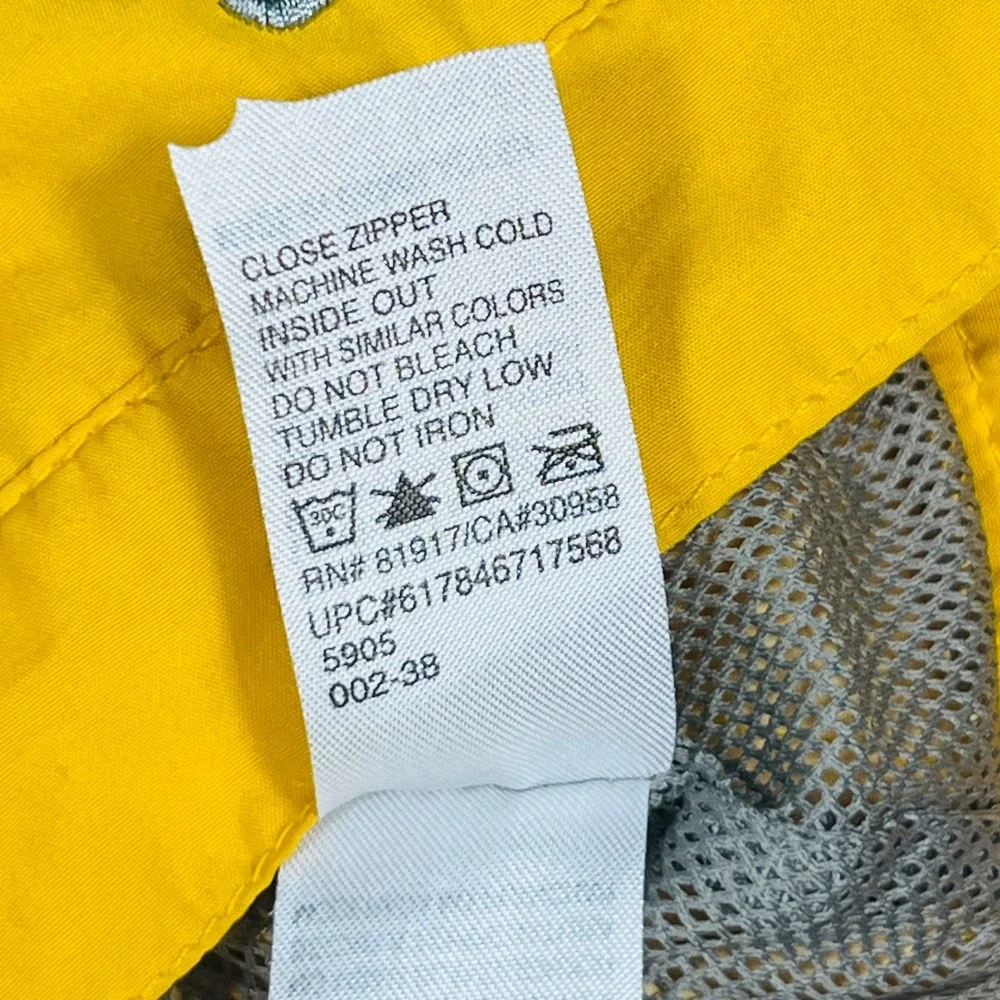 Vintage 2008 Nike Sz 6 Hooded Windbreaker Yellow Navy Spell Out‎ Logo Jacket Y2K
